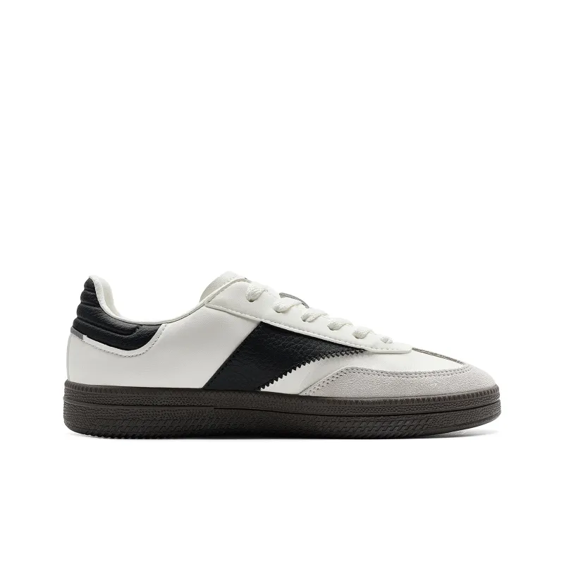 XTEP T Trainers Anti Slip Wear Resistant Low Top Skateboard Shoes Women's White Black Gray-1