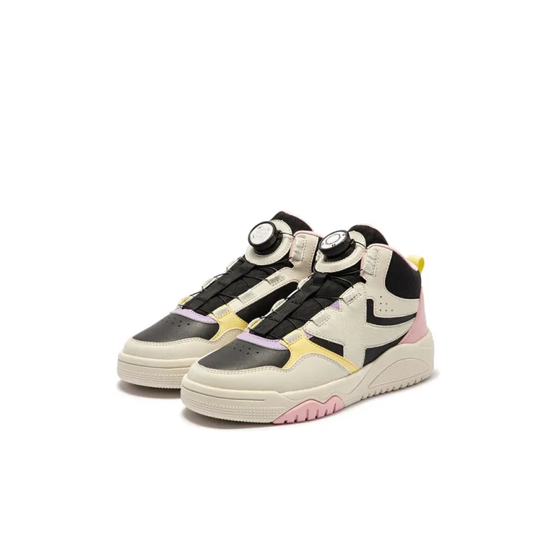 XTEP Non slip Support High Top Kids' Skateboarding Shoes Black And White Sand Gray Kids'-1