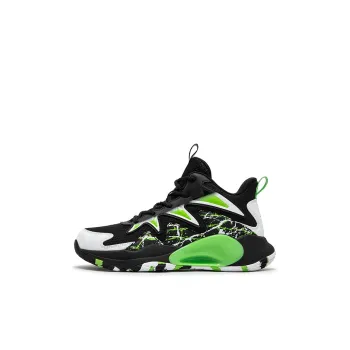 XTEP Anti Slip Wear Resistant High Top Children's Basketball Shoes Black Green Kids'