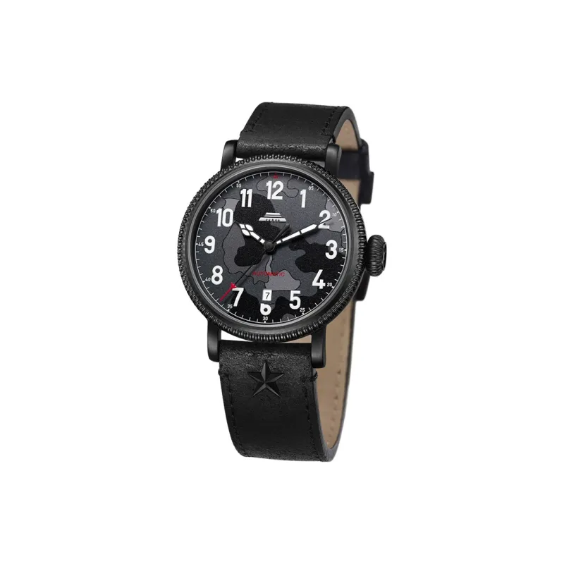 Beijing Fork Series Automatic Mechanical Movement Genuine Leather Strap Watch Men's Watches Gray Dial-12