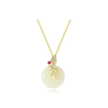 WEITIANXUAN Hetian Jade Necklaces White Jade/Pale Greenish White Jade Unisex
