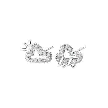 Heart Grass 999 Fine Silver Stud Earrings Women's