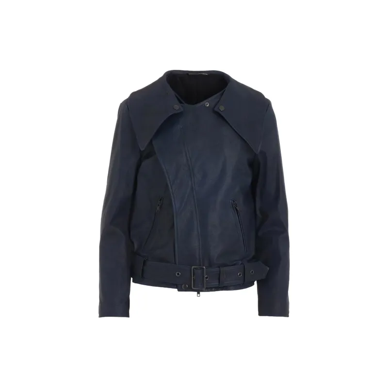 Yohji Yamamoto Y's FW24 Leather Jacket Women's Marine Blue-1
