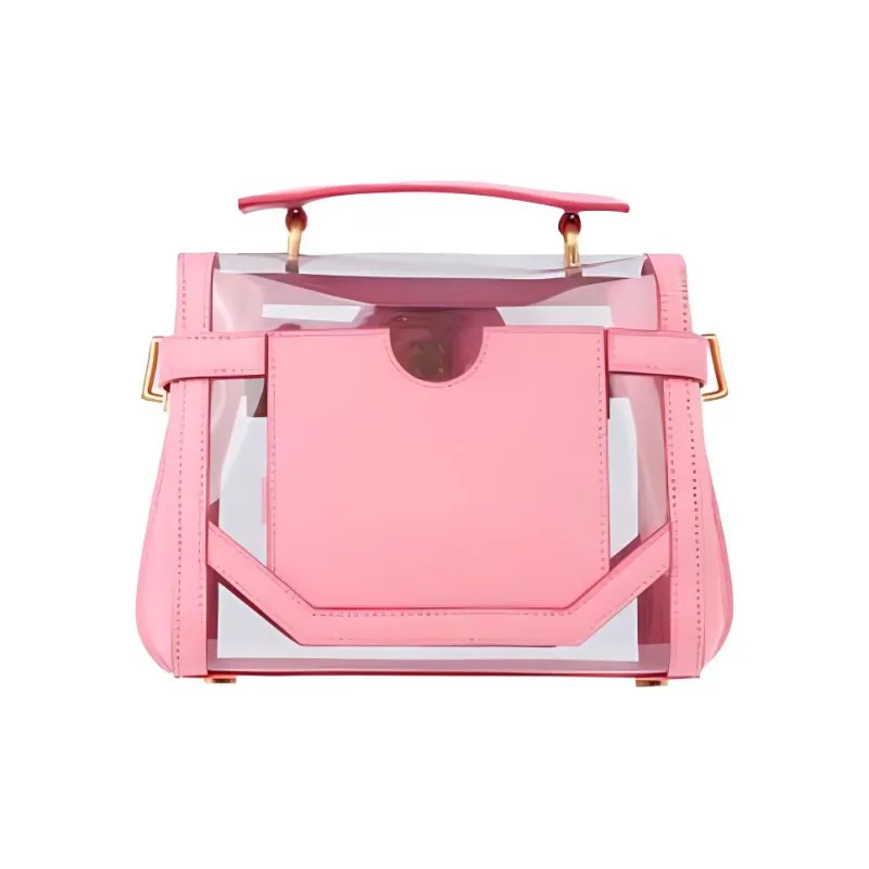 BALMAIN Calfskin With PVC Shoulder Bag, Crossbody Bag Women's Pink-5