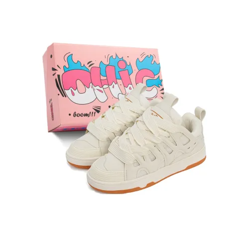 OHJC Abrasion Resistant, Lightweight, And Breathable Low Top Skateboard Shoes Unisex Ecru