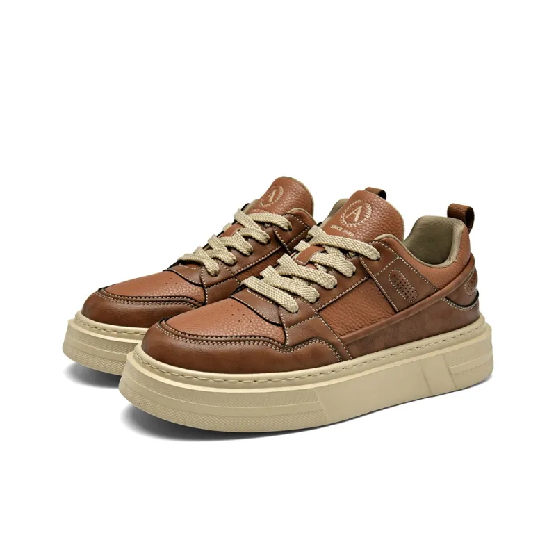 AOKANG Air Force One Series Skateboard Shoes Men Low Top Yellow Brown, Red Brown-7