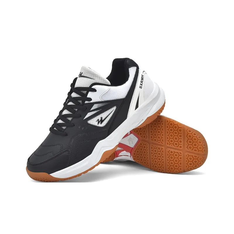 Binary Cushioning Rebound Abrasion Resistant Lightweight Slip Resistant Low Top Badminton Shoes Men's White Black-4
