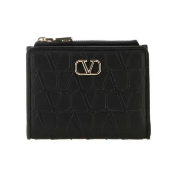 Valentino VLogo Plaque Zip Detailed Wallet
