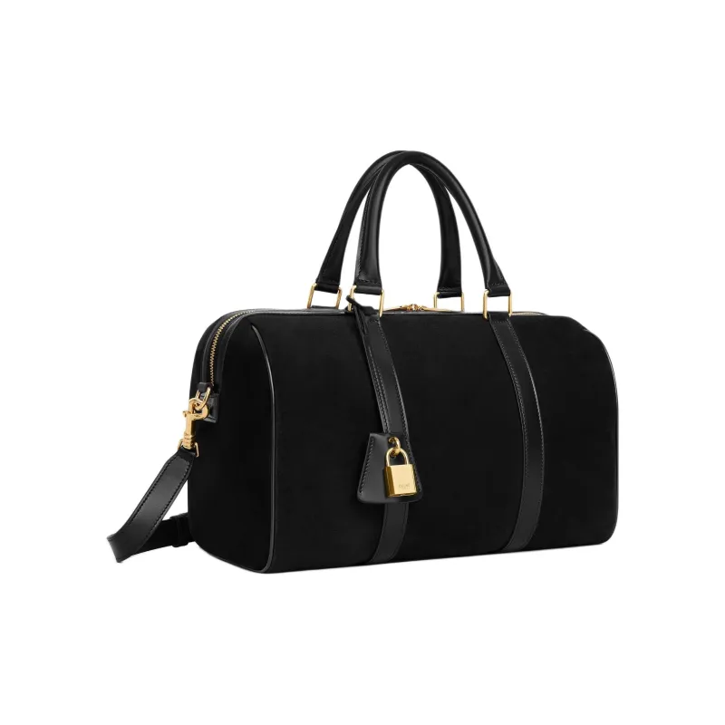 CELINE Suede Calfskin Shoulder Bag, Crossbody Bag, Handbag Women's Black-1