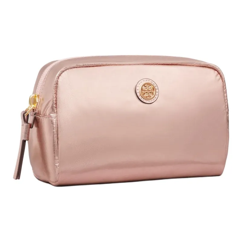 TORY BURCH VIRGINIA Metal Nylon Makeup Bag Women's Pink Gold-1
