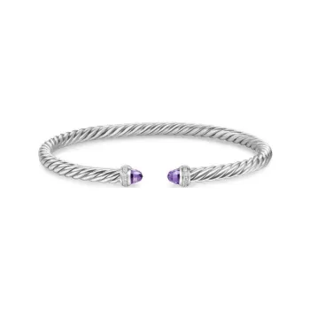 David Yurman Sterling Silver Classic Cable Diamond Bracelet 5mm