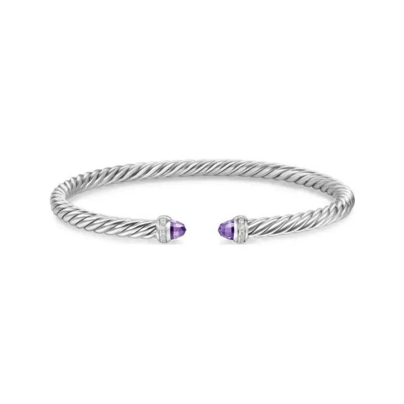 David Yurman Sterling Silver Classic Cable Diamond Bracelet 5mm-0