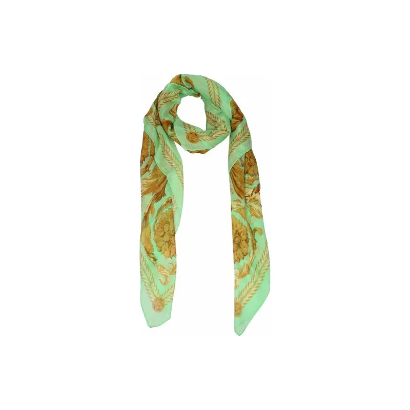 VERSACE Cashmere Knit Scarves Women's Modal Green-1