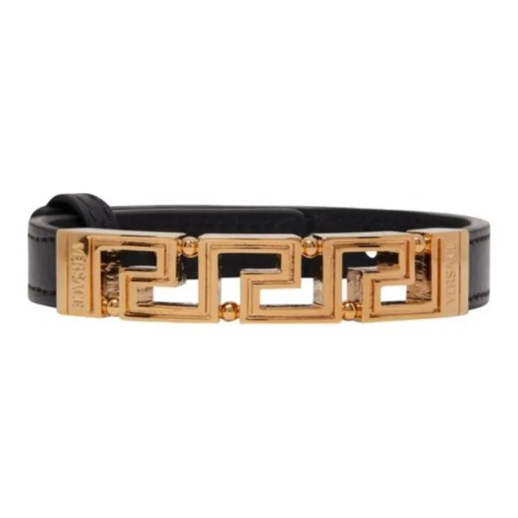 VERSACE Calfskin Wristbands Men's Black-0