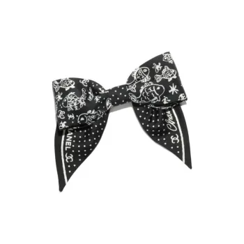 CHANEL Silk Twill Hair Clips Women's Black