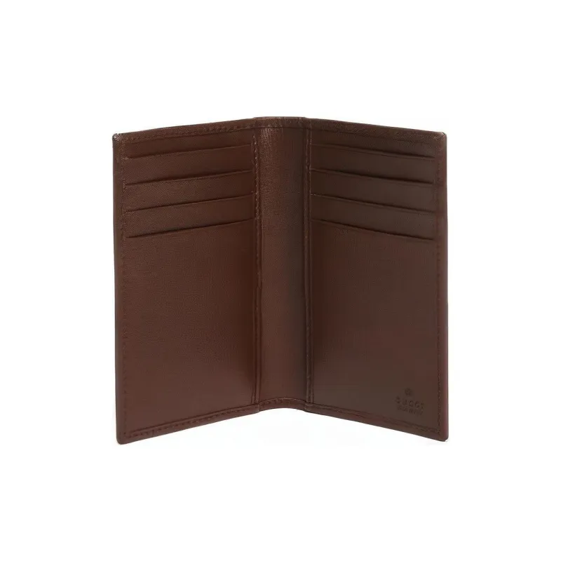 GUCCI Interlocking Collection Canvas With Leather Trim Card Holder Men's Beige/Brown-2