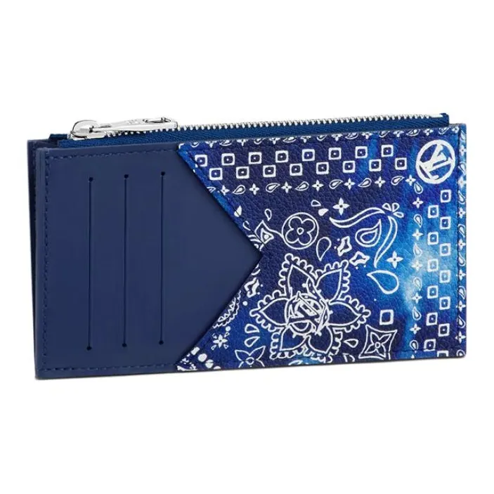 LOUIS VUITTON Coin Card Holder Bandana Monogram Blue-0