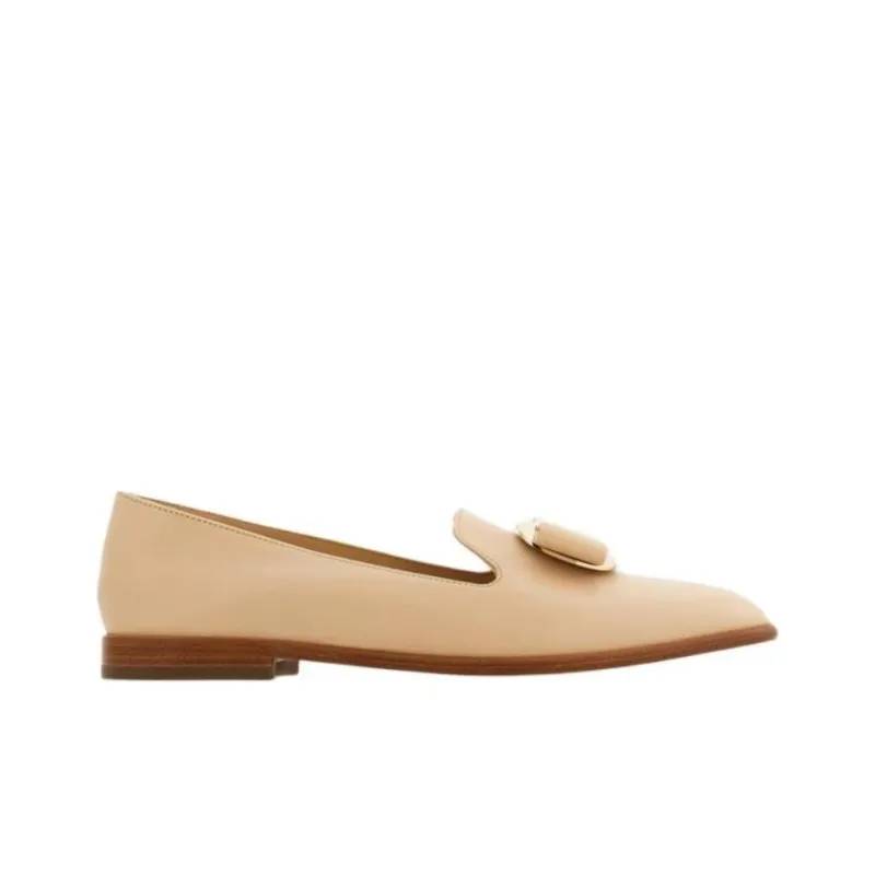 FERRAGAMO New Vara Loafers Women's Beige-1