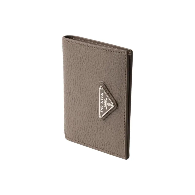 PRADA Leather Wallet Men's Bamboo Gray-1