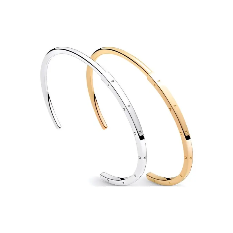 Pandora 925 Sterling Silver Bangles Women's Gold/Silver-0