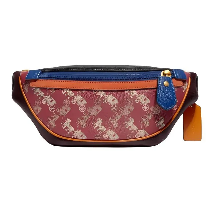 COACH Rivington Canvas Fanny Pack Regular Unisex Brass Red & Pink-0