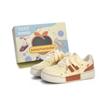 Anime Story Low Top Skateboard Shoes Women's Cream Yellow