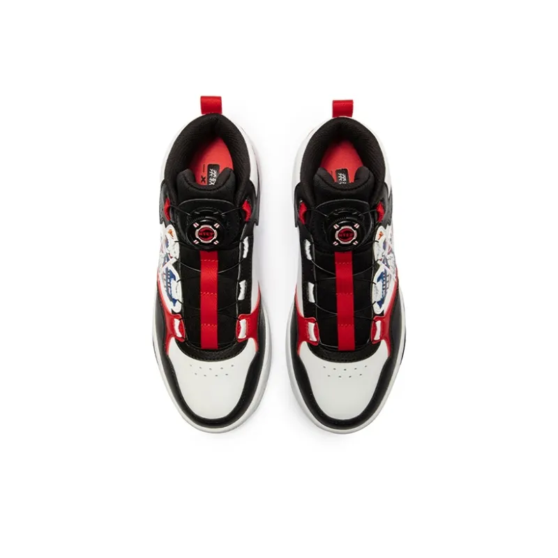 XTEP Non slip Support Mid Top Kids' Skateboarding Shoes Black T Step White Scholar Red Teenagers-3