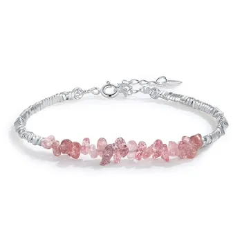 TIANJUE S925 Sterling Silver, Strawberry Quartz Bracelets Unisex
