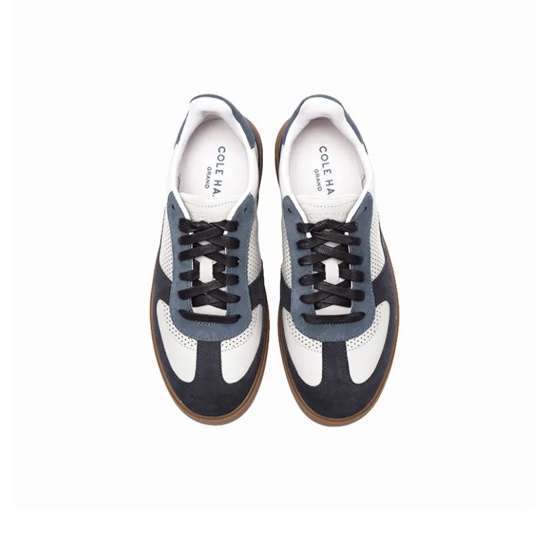 COLE HAAN Durable Lightweight And Breathable Low Top Skateboard Shoes Men's Milky White/blue-2