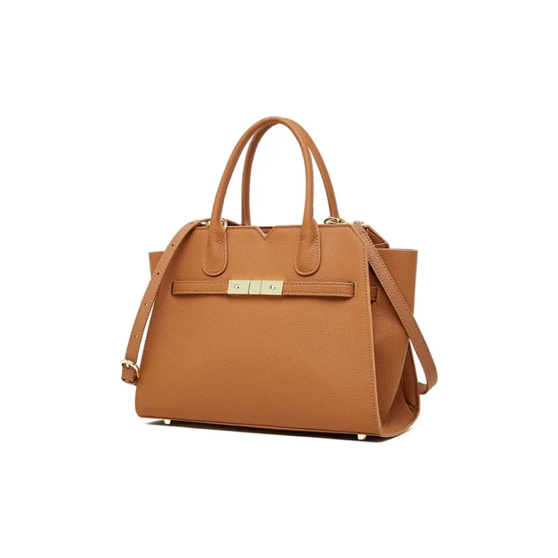 Carnival Keep Cow Leather Handbag Regular Women's Khaki/Black/Gold Brown-11