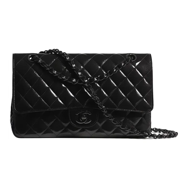 CHANEL So BlackClassic Flap CF Seam Calfskin Shoulder Bag, Crossbody Bag Medium Size Women's Black-0