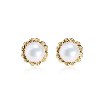 IDOKAWA Freshwater Pearl Stud Earrings Women's White