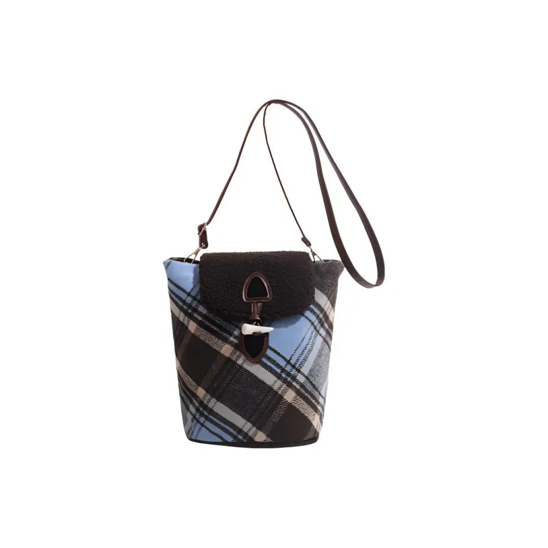 MINLUBAOLUO Cotton Shoulder Bag Women's Blue-0