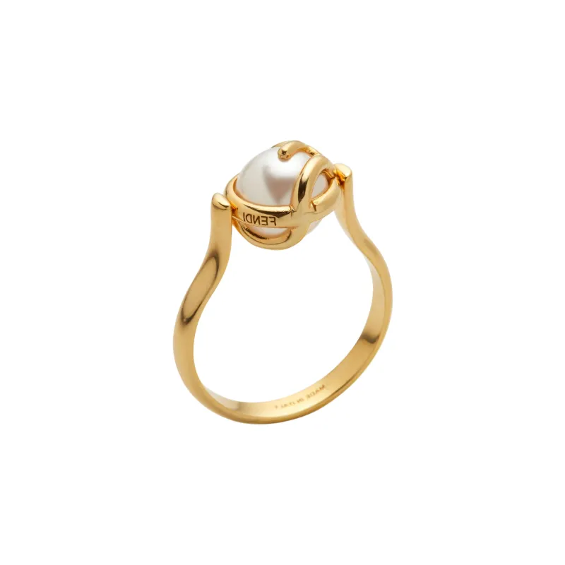 FENDI Bronze, Artificial Crystal Rings Women's Gold-2