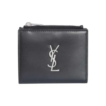 SAINT LAURENT Cow Leather Wallet Women's Black