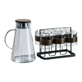 Walnut Wood Lid Minimalist Style Pot+Snap Buckle Transparent X6+Simple Black Stand