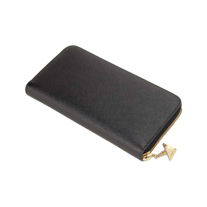 PRADA Cross Stitch Leather Wallet Women's Black-2
