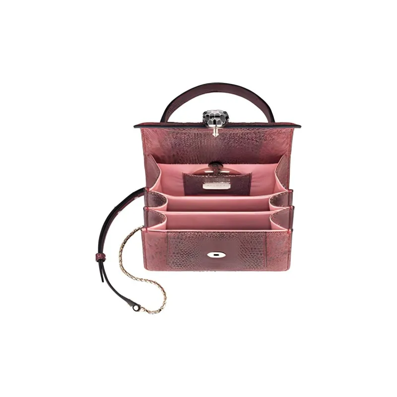 BVLGARI Serpenti Forever Snake Skin Chain Bag Crossbody Bag Women's Red-2