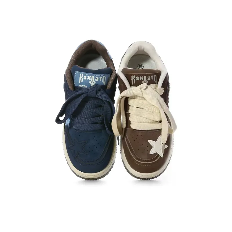 Anime Story Anti Slip Wear Resistant Lightweight Breathable Low Top Skateboard Shoes Women's Cream Blue Box Included-44
