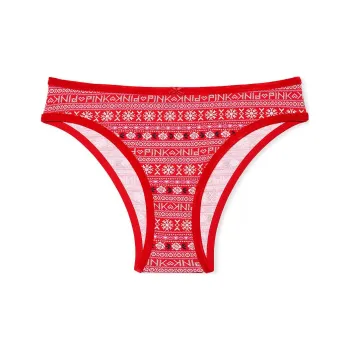 Victoria's Secret PINK Cotton Velvet-Trim Cheeky Panty / BVFVT Underpants Women's 1 Pack Red