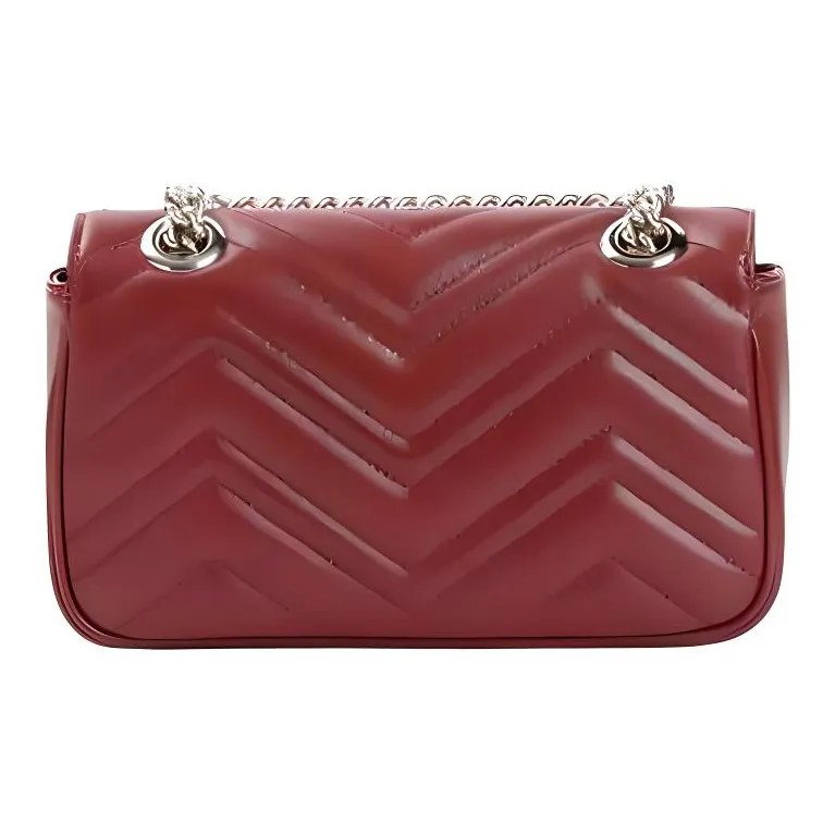 GUCCI GG Marmont Leather Crossbody Bag, Shoulder Bag Women's Burgundy-1