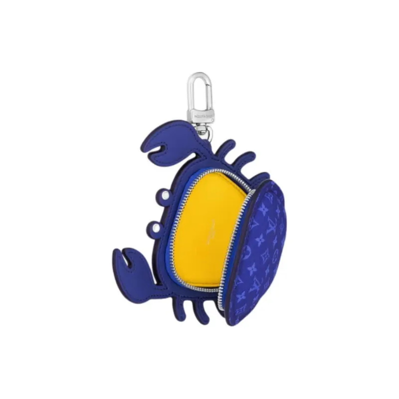 LOUIS VUITTON Crab Leather Crab Bag Coin Purse Earphone Case Charm Bag Merch Men's Indigo-2