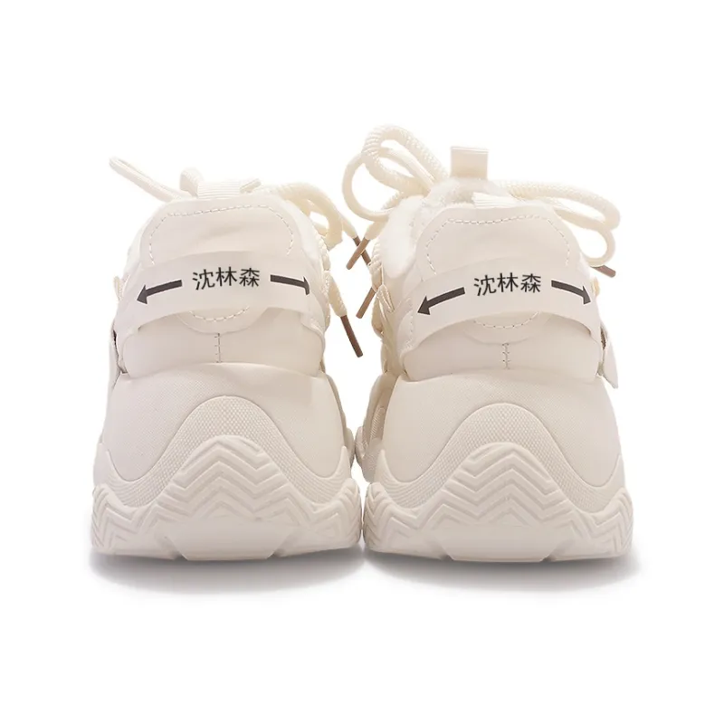 Shen Linsen Cushioning, Slip Resistant, And Abrasion Resistant Low Top Chunky Sneakers Women's Beige-6