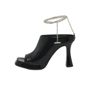 Alexander McQueen Flare One Strap Sandals 9cm Women's Black