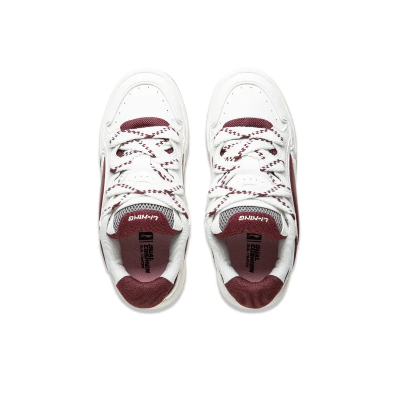 LiNing Journey V2 Slip Resistant Cushioning Wear Resistant Support Low Top Skateboard Shoes Women's White Red-3