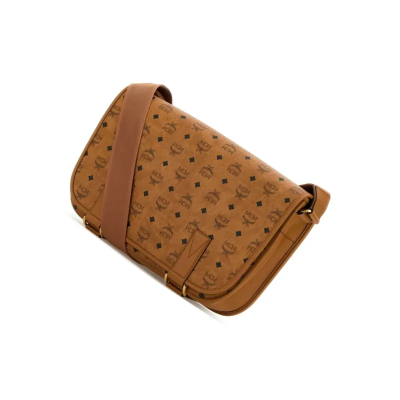 MCM Artificial Leather With Leather Messenger Bag, Crossbody Bag, Shoulder Bag Medium Size Women's Cognac-2