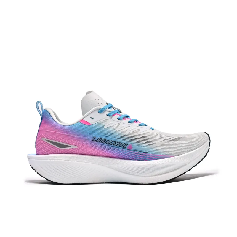 LEBUZHE Low Top Running Shoes Men's Sea Blue Cherry Blossom Pink-1