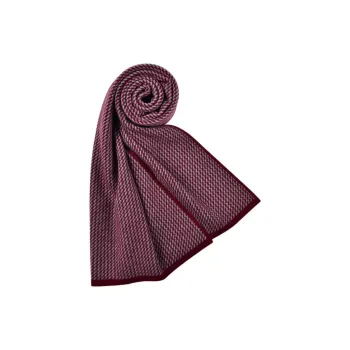 HLA Sheep Wool Knit Scarves Unisex Grey Burgundy