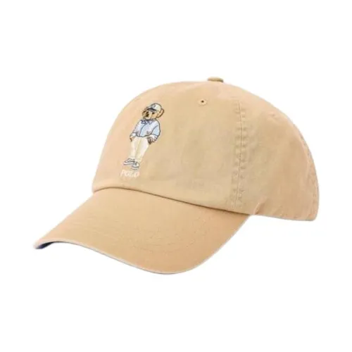 Polo Ralph Lauren Cotton Leather Baseball Caps Men's Beige