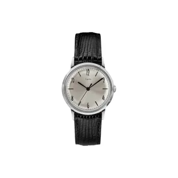TIMEX Marlin Collection Wrist Watch Manual Mechanical Movement Leather Strap 34mm Silver Dial Women's Watch